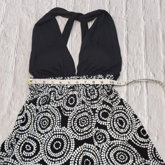 Pretty Good vintage Y2K halter V neck black white geometric circles size small - Picture 7 of 10